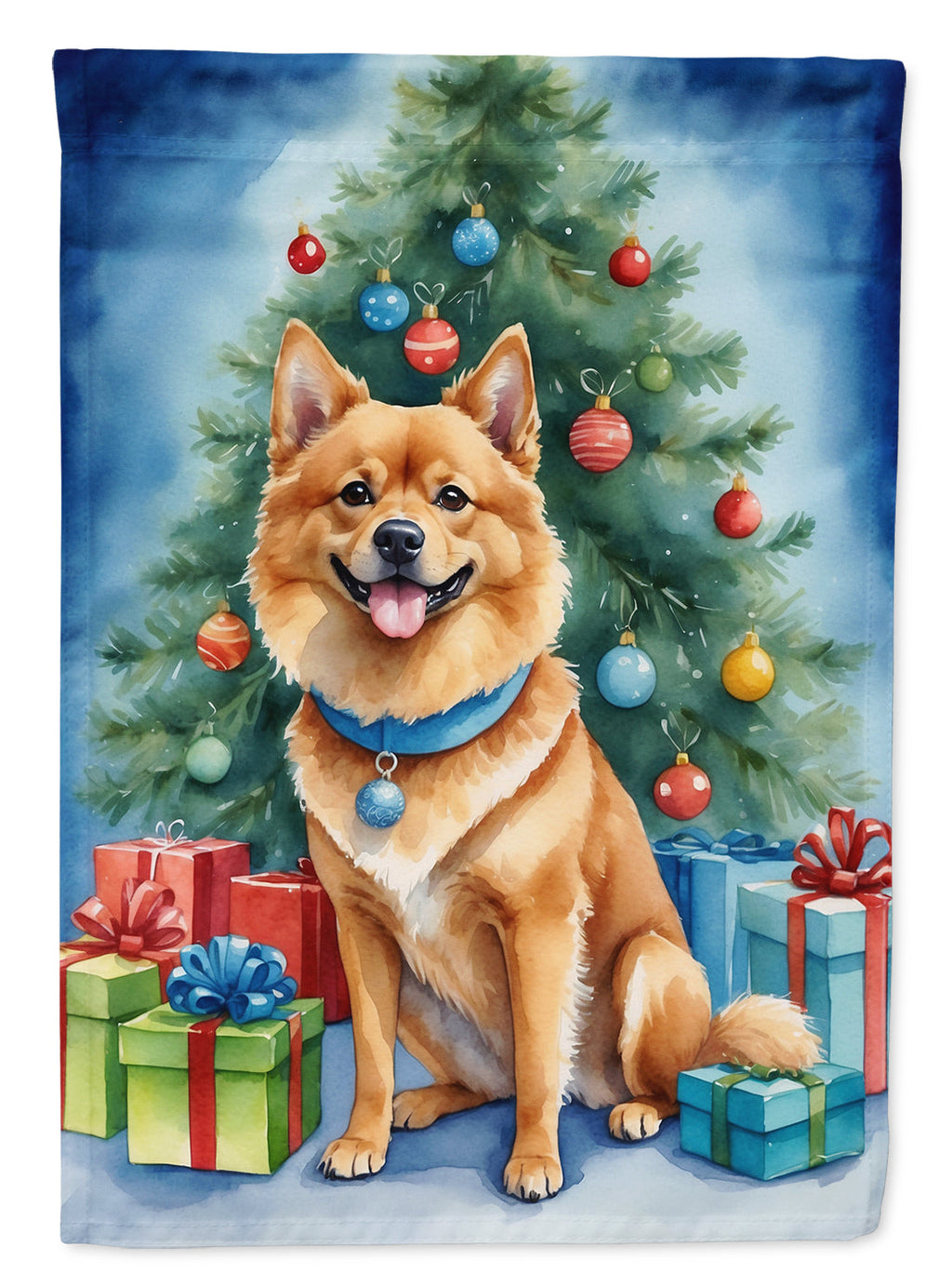 Finnish Spitz Christmas Reindeer Garden Flag Mailbox Decorative Yard Banner Outside Patio Artwork for Flower Beds, Garden Size, Multicolor