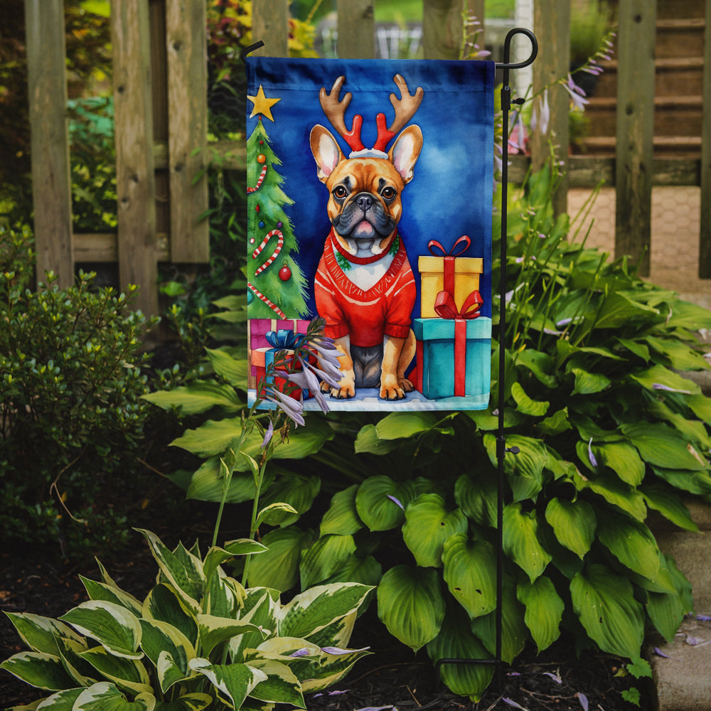 French Bulldog Christmas Reindeer Garden Flag Mailbox Decorative Yard Banner Outside Patio Artwork for Flower Beds, Garden Size, Multicolor