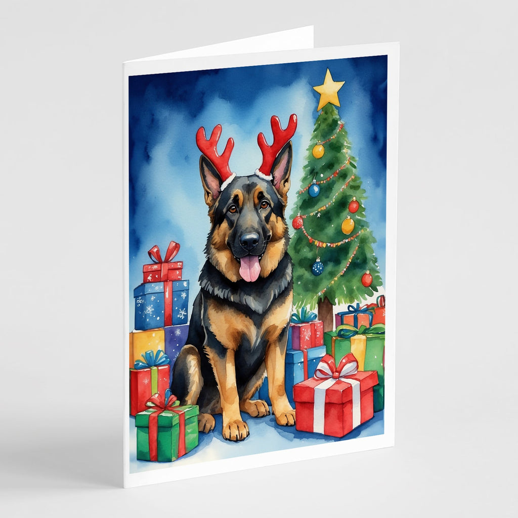 German Shepherd Christmas Reindeer Greeting Cards Pack of 8 Blank Cards with Envelopes Whimsical A7 Size 5x7