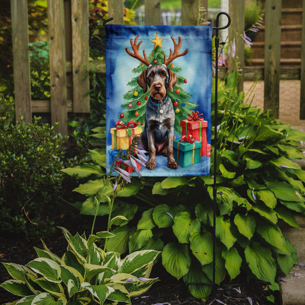 German Wirehaired Pointer Christmas Reindeer Garden Flag Mailbox Decorative Yard Banner Outside Patio Artwork for Flower Beds, Garden Size, Multicolor