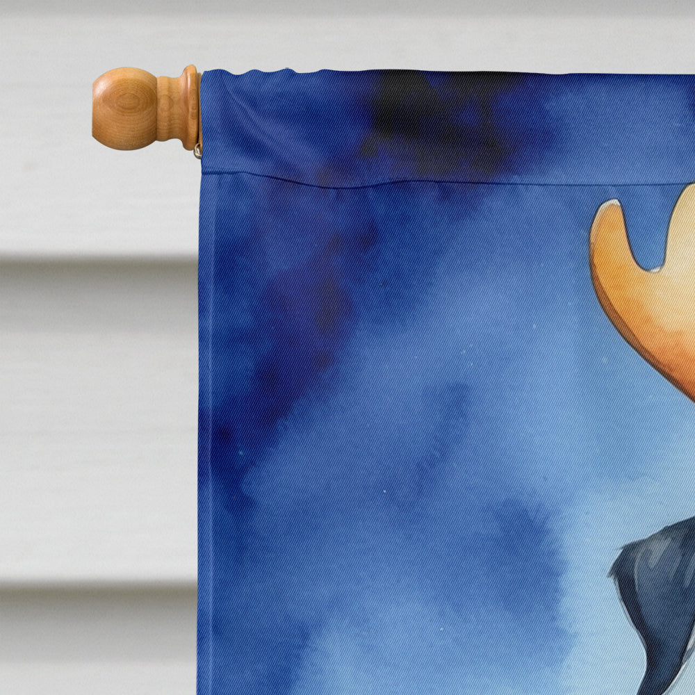 Giant Schnauzer Pointer Christmas Reindeer House Flag 28x40 Porch Sleeve Pole Decorative Outside Yard Banner Artwork Wall Hanging, Polyester