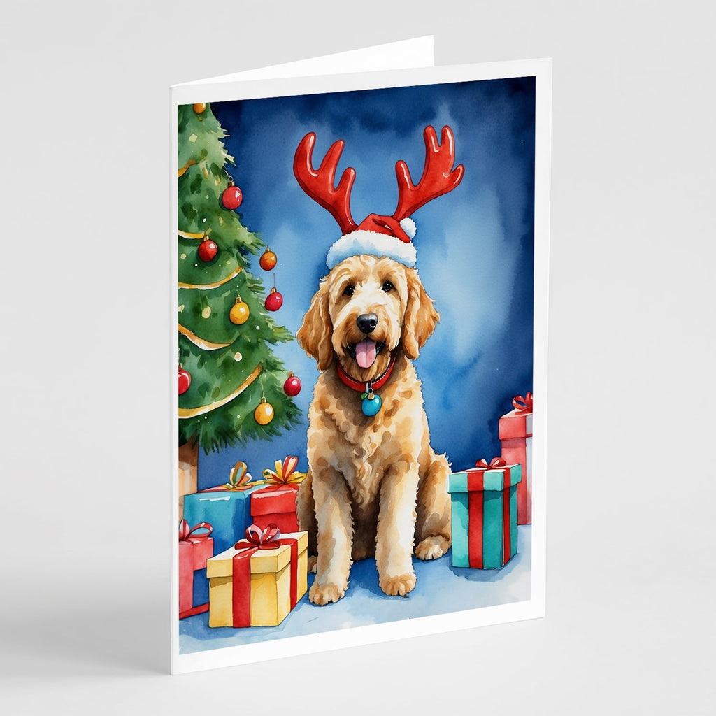 Goldendoodle Christmas Reindeer Greeting Cards Pack of 8 Blank Cards with Envelopes Whimsical A7 Size 5x7