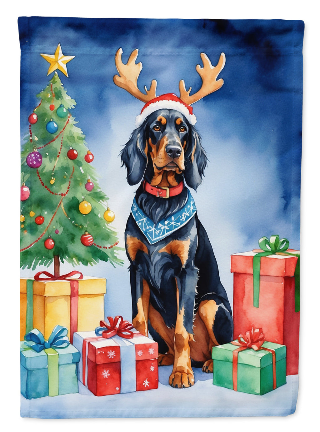 Gordon Setter Christmas Reindeer House Flag 28x40 Porch Sleeve Pole Decorative Outside Yard Banner Artwork Wall Hanging, Polyester