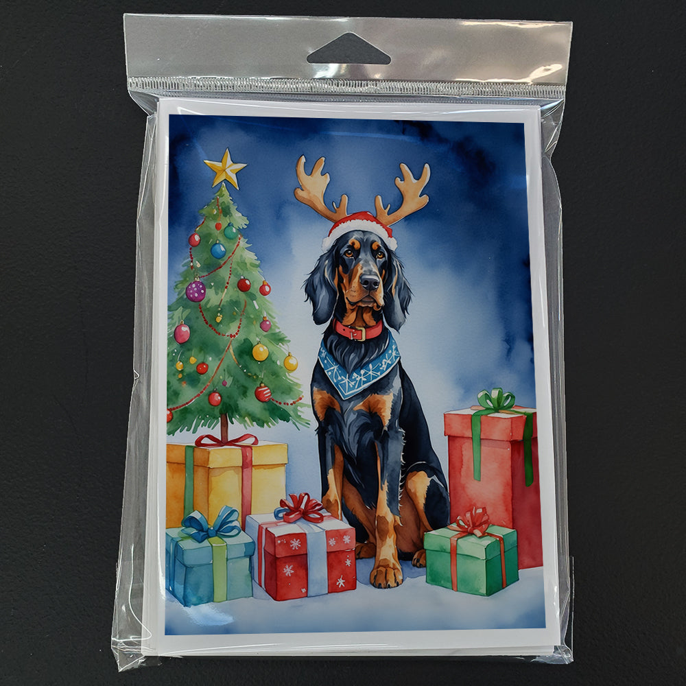 Gordon Setter Christmas Reindeer Greeting Cards Pack of 8 Blank Cards with Envelopes Whimsical A7 Size 5x7