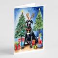Black Great Dane Christmas Reindeer Greeting Cards Pack of 8 Blank Cards with Envelopes Whimsical A7 Size 5x7