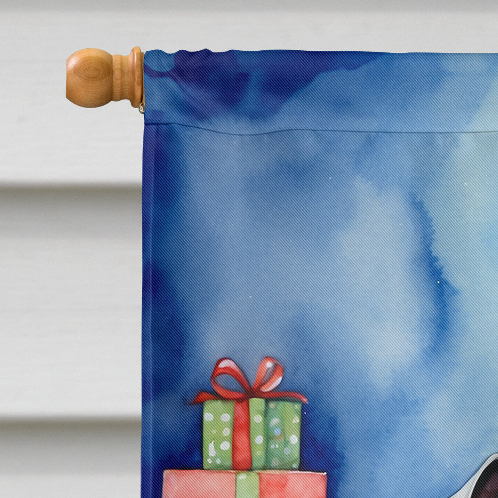 Harlequin Great Dane Christmas Reindeer House Flag 28x40 Porch Sleeve Pole Decorative Outside Yard Banner Artwork Wall Hanging, Polyester