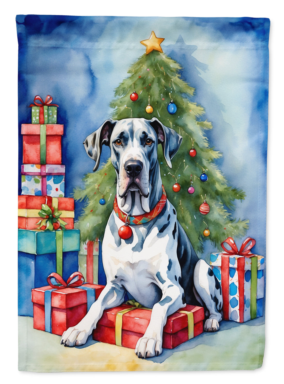 Harlequin Great Dane Christmas Reindeer Garden Flag Mailbox Decorative Yard Banner Outside Patio Artwork for Flower Beds, Garden Size, Multicolor