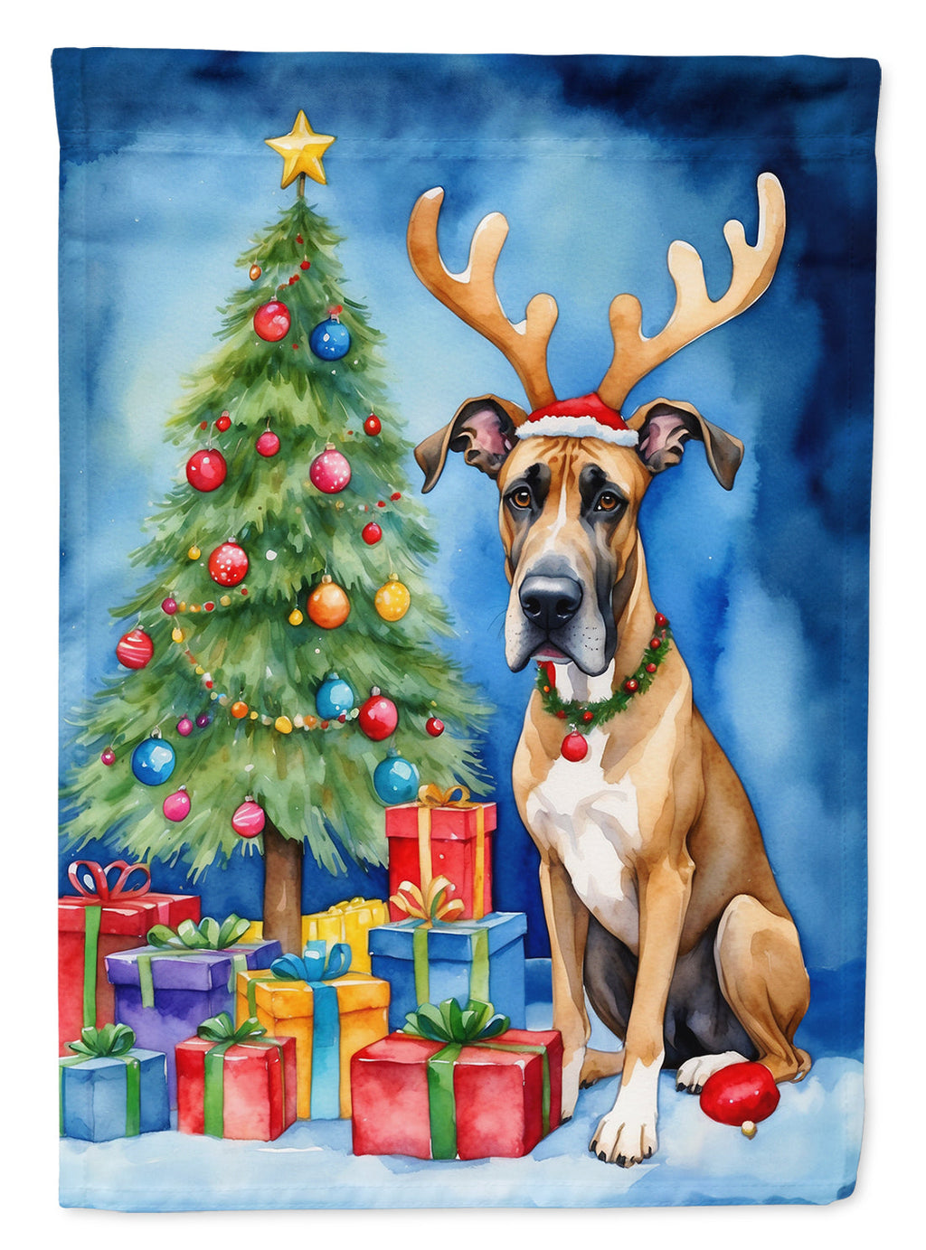 Great Dane Christmas Reindeer Garden Flag Mailbox Decorative Yard Banner Outside Patio Artwork for Flower Beds, Garden Size, Multicolor