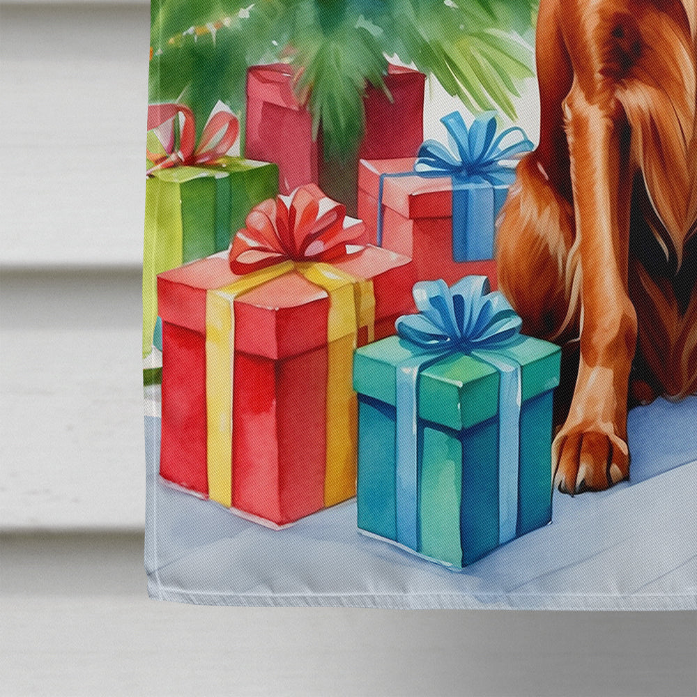 Irish Setter Christmas Reindeer House Flag 28x40 Porch Sleeve Pole Decorative Outside Yard Banner Artwork Wall Hanging, Polyester