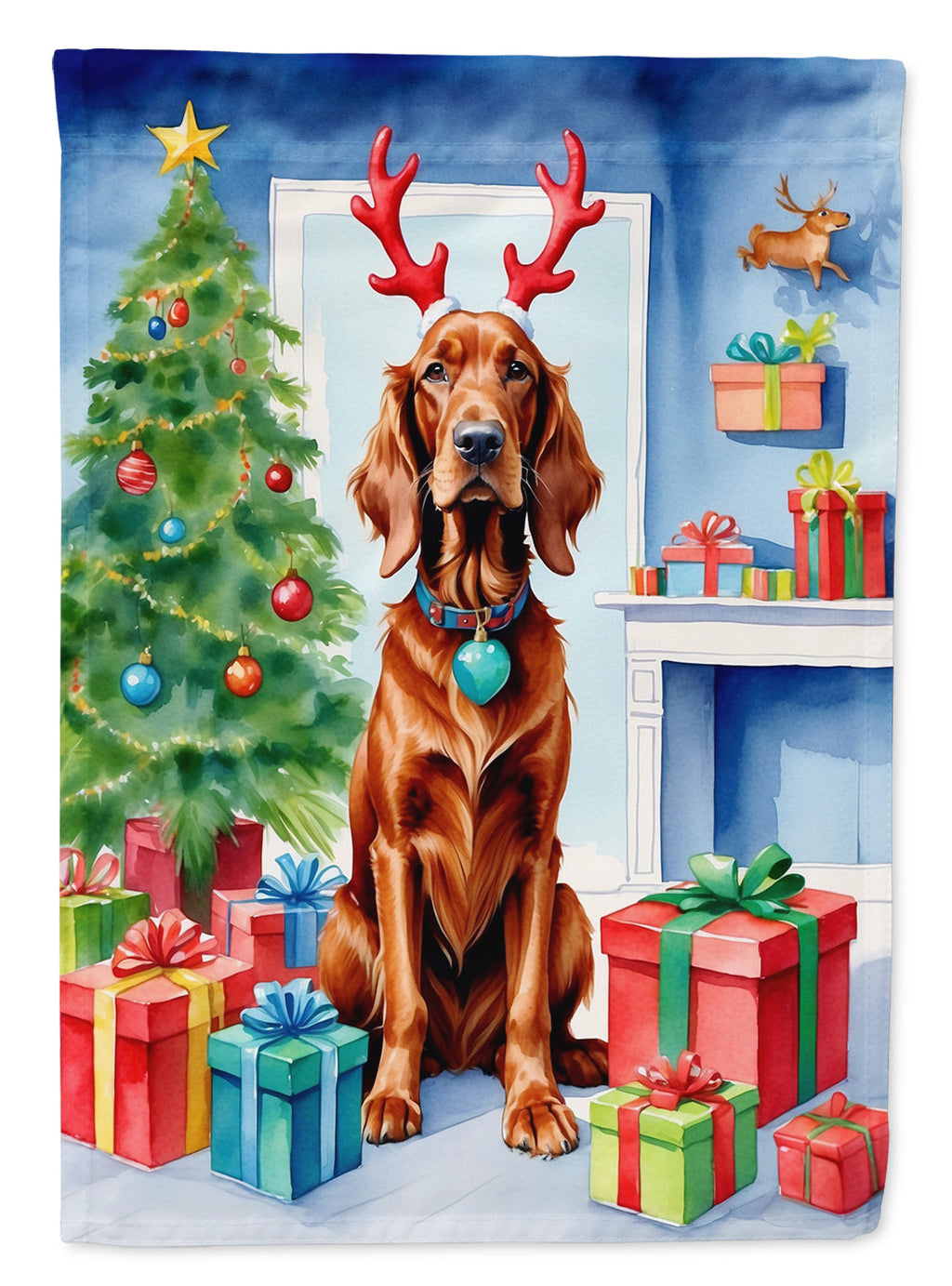 Irish Setter Christmas Reindeer Garden Flag Mailbox Decorative Yard Banner Outside Patio Artwork for Flower Beds, Garden Size, Multicolor