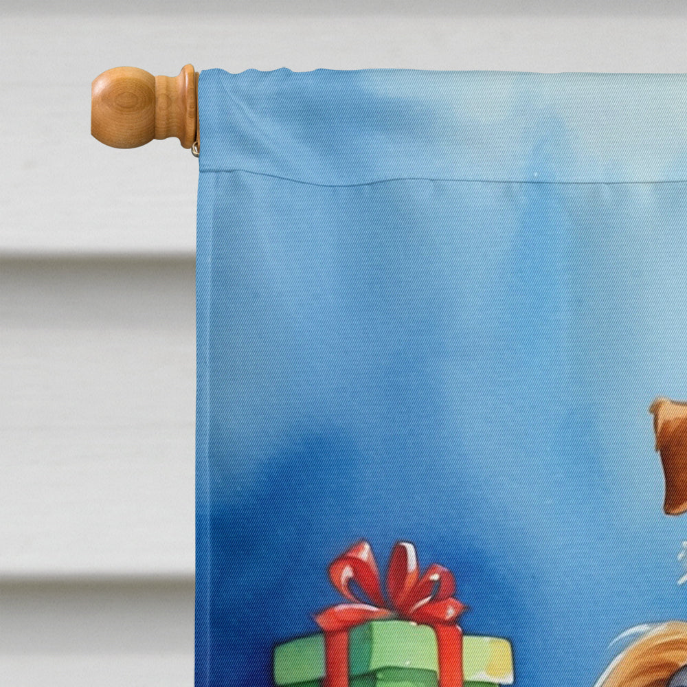 Irish Terrier Christmas Reindeer House Flag 28x40 Porch Sleeve Pole Decorative Outside Yard Banner Artwork Wall Hanging, Polyester