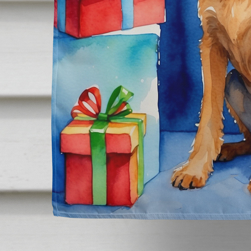Irish Terrier Christmas Reindeer House Flag 28x40 Porch Sleeve Pole Decorative Outside Yard Banner Artwork Wall Hanging, Polyester