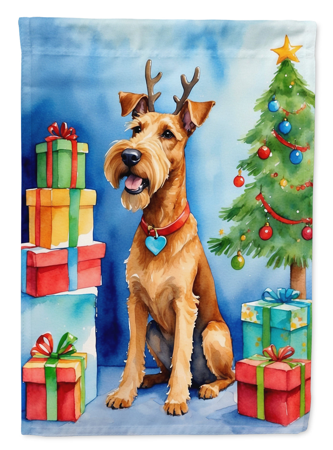 Irish Terrier Christmas Reindeer Garden Flag Mailbox Decorative Yard Banner Outside Patio Artwork for Flower Beds, Garden Size, Multicolor