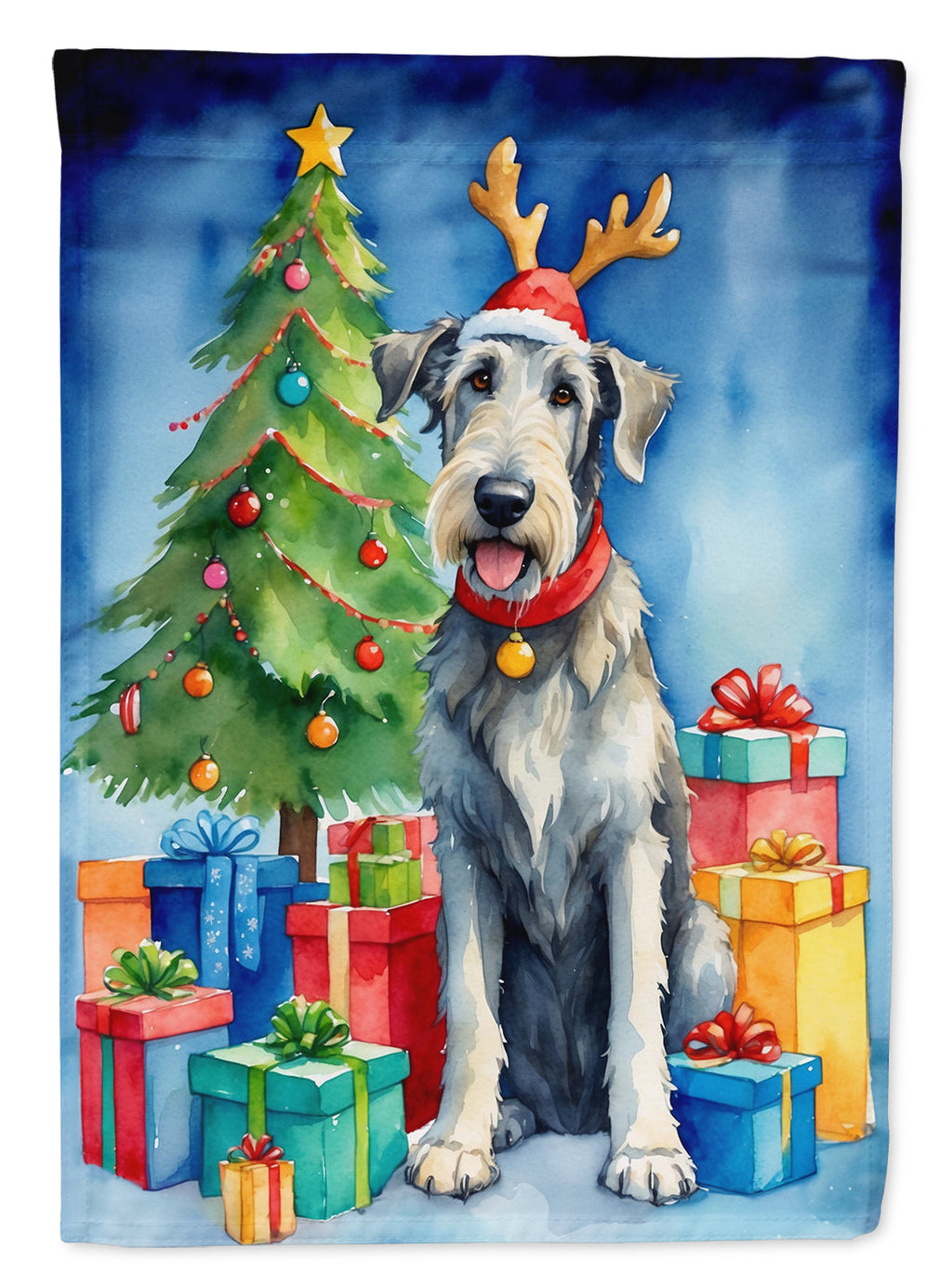 Irish Wolfhound Christmas Reindeer Garden Flag Mailbox Decorative Yard Banner Outside Patio Artwork for Flower Beds, Garden Size, Multicolor