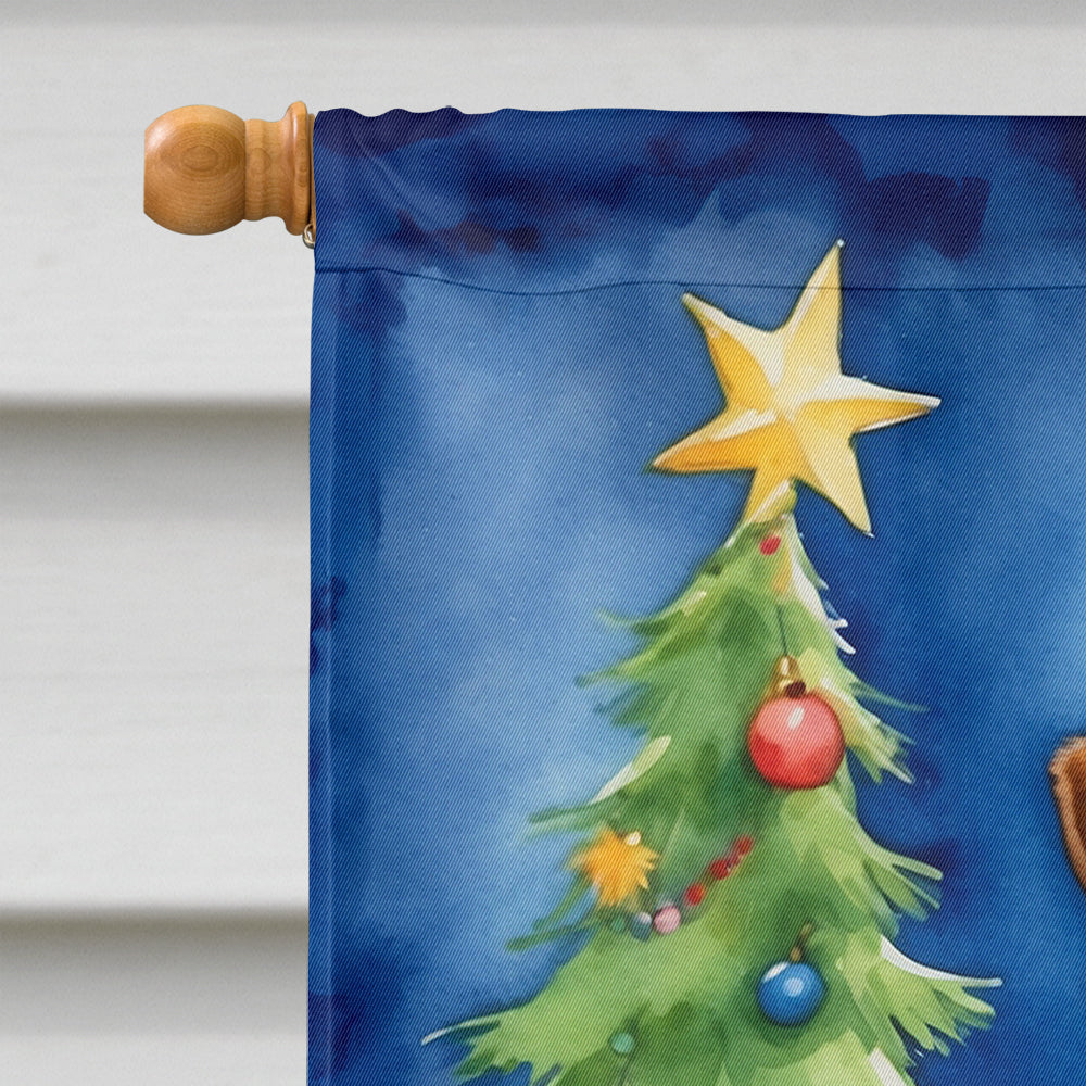 Jack Russell Terrier Christmas Reindeer House Flag 28x40 Porch Sleeve Pole Decorative Outside Yard Banner Artwork Wall Hanging, Polyester