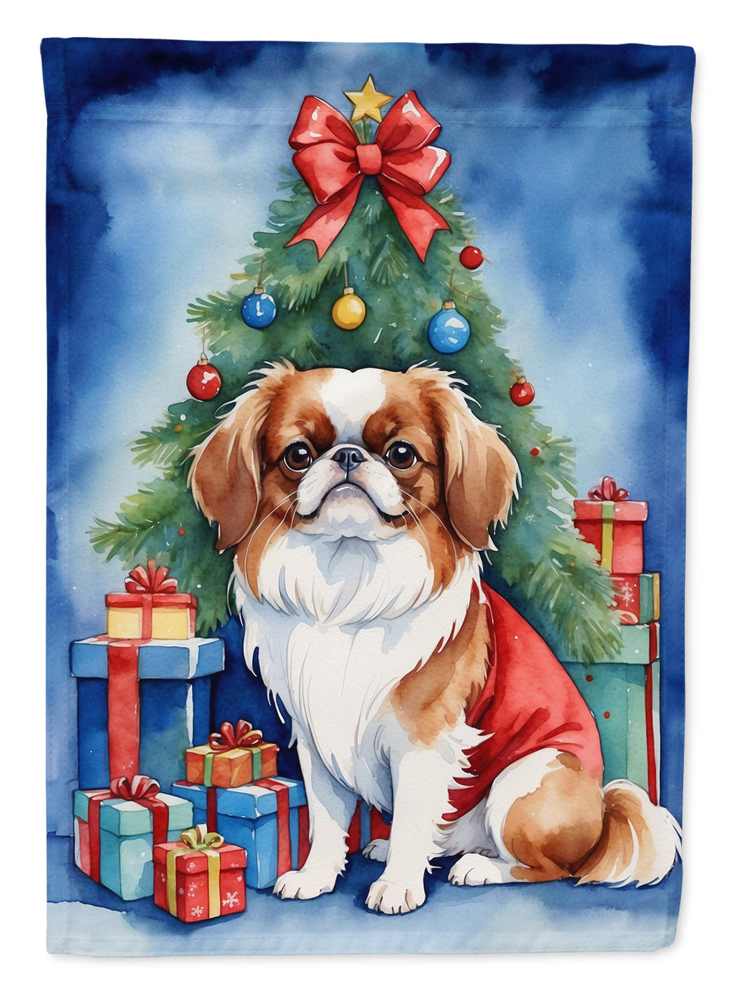 Japanese Chin Christmas Reindeer Garden Flag Mailbox Decorative Yard Banner Outside Patio Artwork for Flower Beds, Garden Size, Multicolor