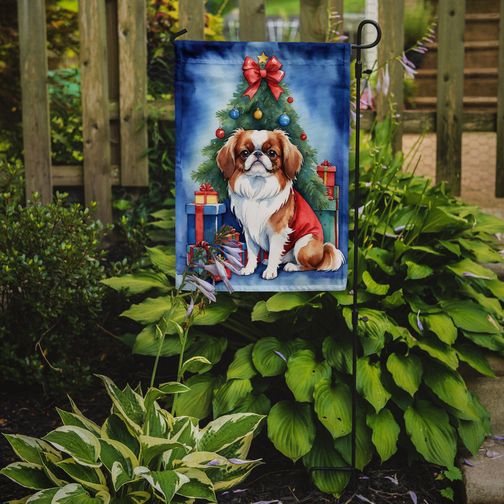 Japanese Chin Christmas Reindeer Garden Flag Mailbox Decorative Yard Banner Outside Patio Artwork for Flower Beds, Garden Size, Multicolor