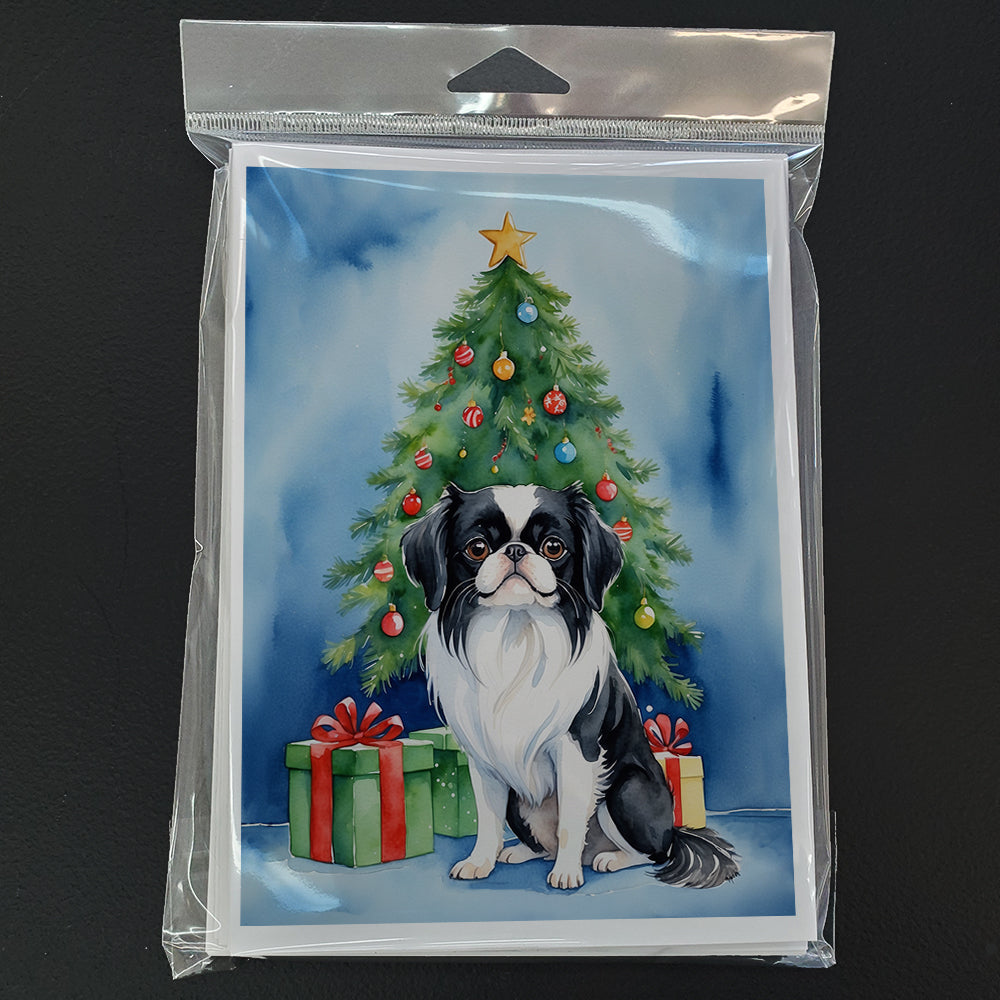 Japanese Chin Christmas Reindeer Greeting Cards Pack of 8 Blank Cards with Envelopes Whimsical A7 Size 5x7