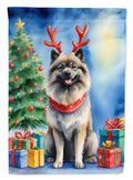 Keeshond Christmas Reindeer House Flag 28x40 Porch Sleeve Pole Decorative Outside Yard Banner Artwork Wall Hanging, Polyester