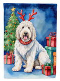 Komondor Christmas Reindeer House Flag 28x40 Porch Sleeve Pole Decorative Outside Yard Banner Artwork Wall Hanging, Polyester