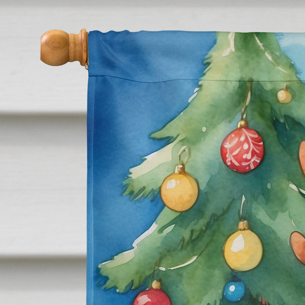 Kuvasz Christmas Reindeer House Flag 28x40 Porch Sleeve Pole Decorative Outside Yard Banner Artwork Wall Hanging, Polyester