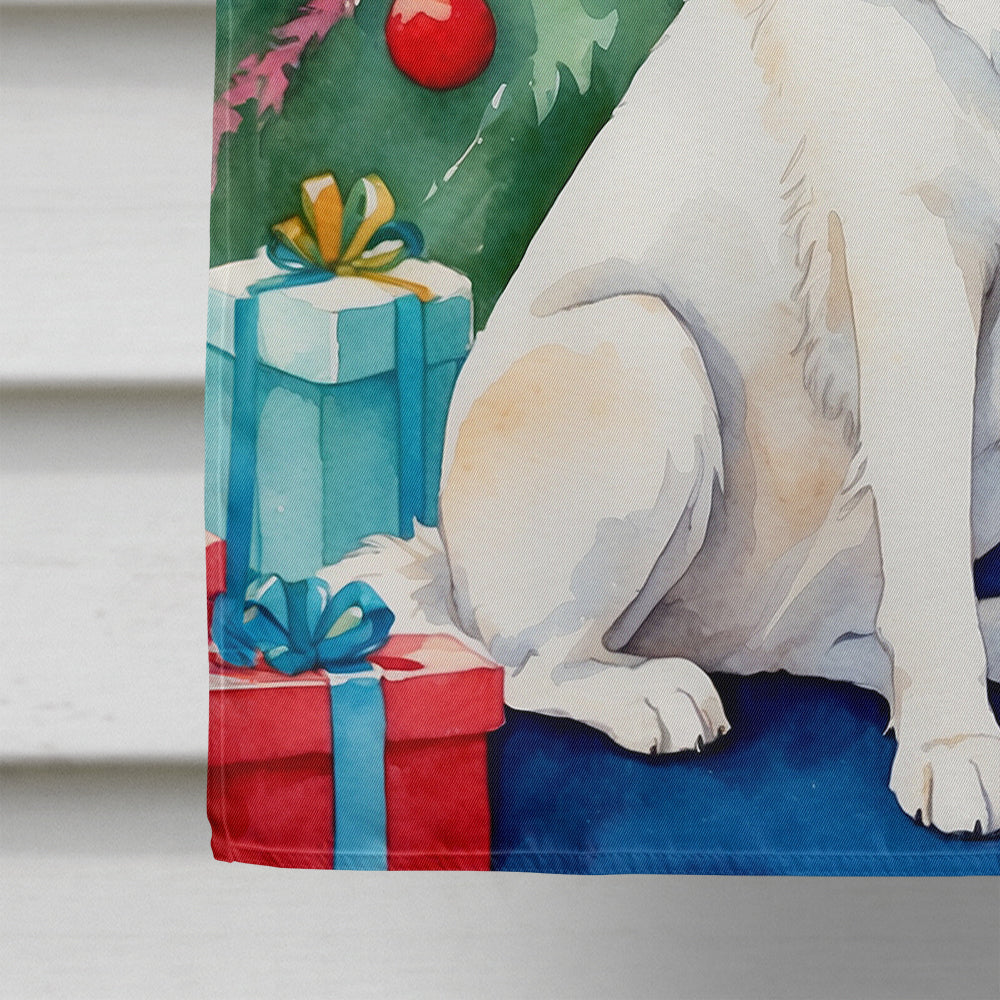 Kuvasz Christmas Reindeer House Flag 28x40 Porch Sleeve Pole Decorative Outside Yard Banner Artwork Wall Hanging, Polyester