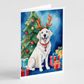 Kuvasz Christmas Reindeer Greeting Cards Pack of 8 Blank Cards with Envelopes Whimsical A7 Size 5x7