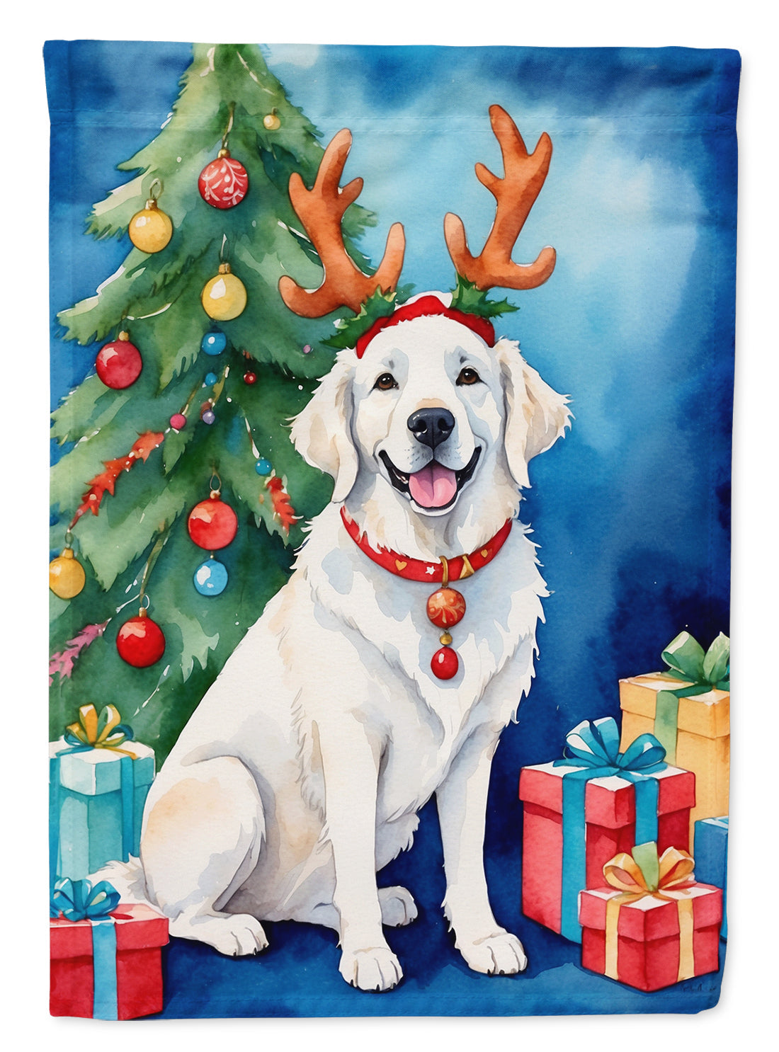 Kuvasz Christmas Reindeer Garden Flag Mailbox Decorative Yard Banner Outside Patio Artwork for Flower Beds, Garden Size, Multicolor
