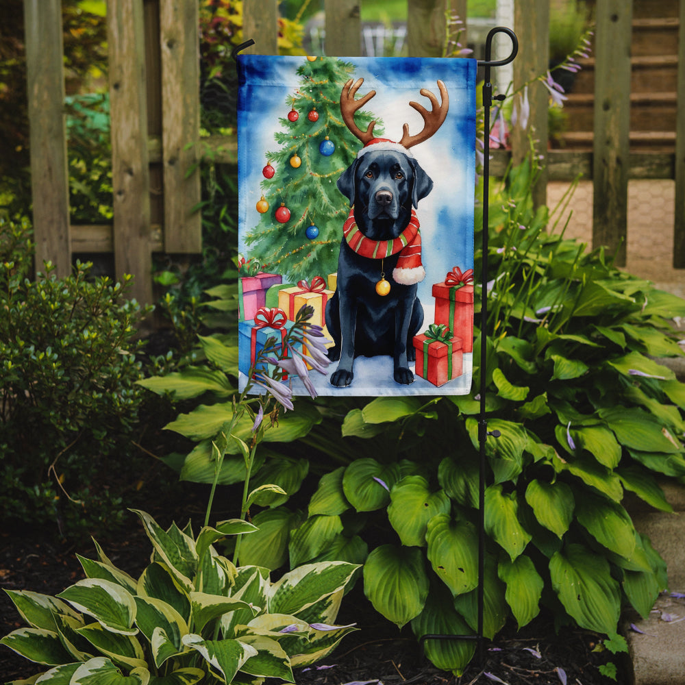 Black Labrador Retriever Christmas Reindeer Garden Flag Mailbox Decorative Yard Banner Outside Patio Artwork for Flower Beds, Garden Size, Multicolor