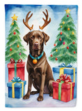 Chocolate Labrador Retriever Christmas Reindeer House Flag 28x40 Porch Sleeve Pole Decorative Outside Yard Banner Artwork Wall Hanging, Polyester
