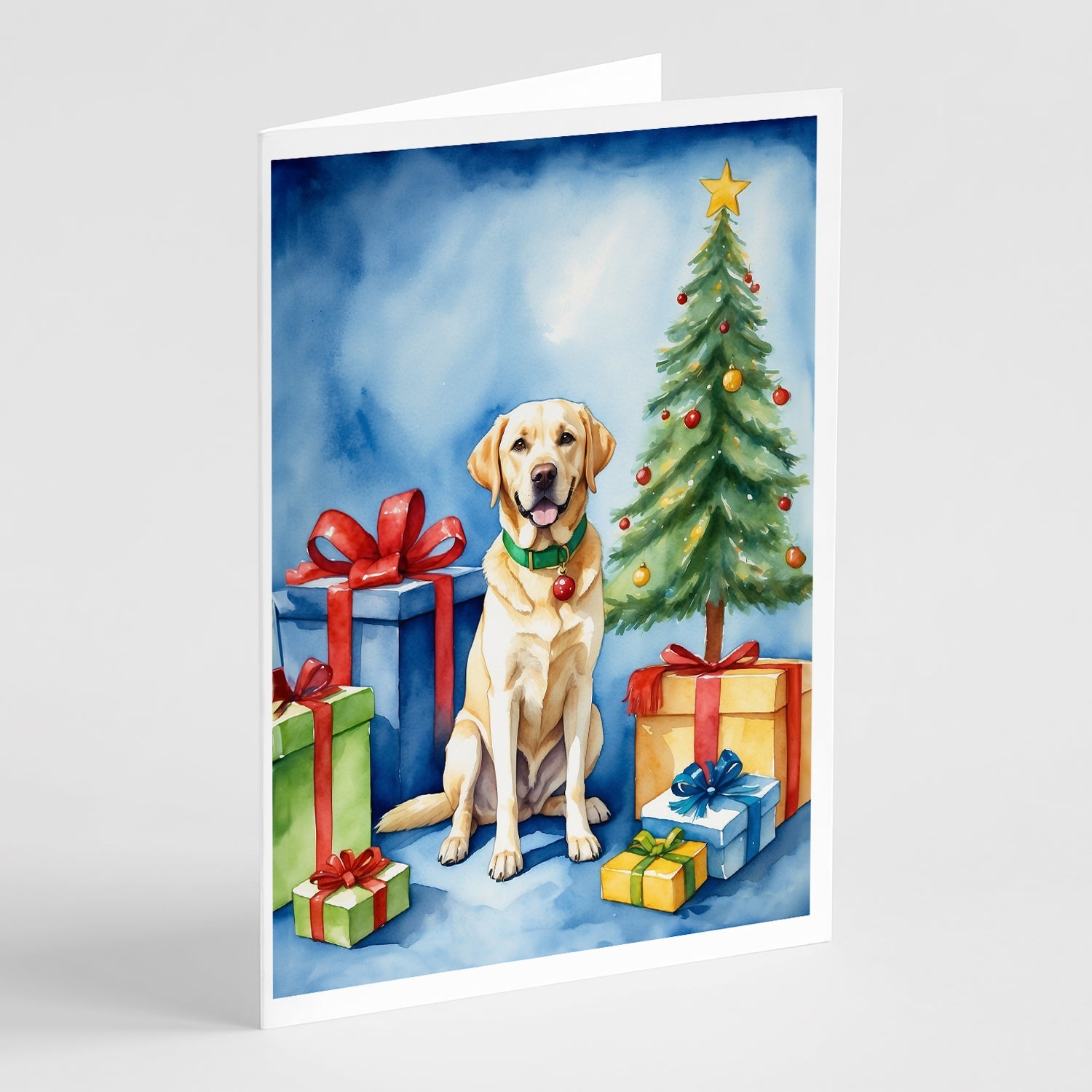 Yellow Labrador Retriever Christmas Reindeer Greeting Cards Pack of 8 Blank Cards with Envelopes Whimsical A7 Size 5x7