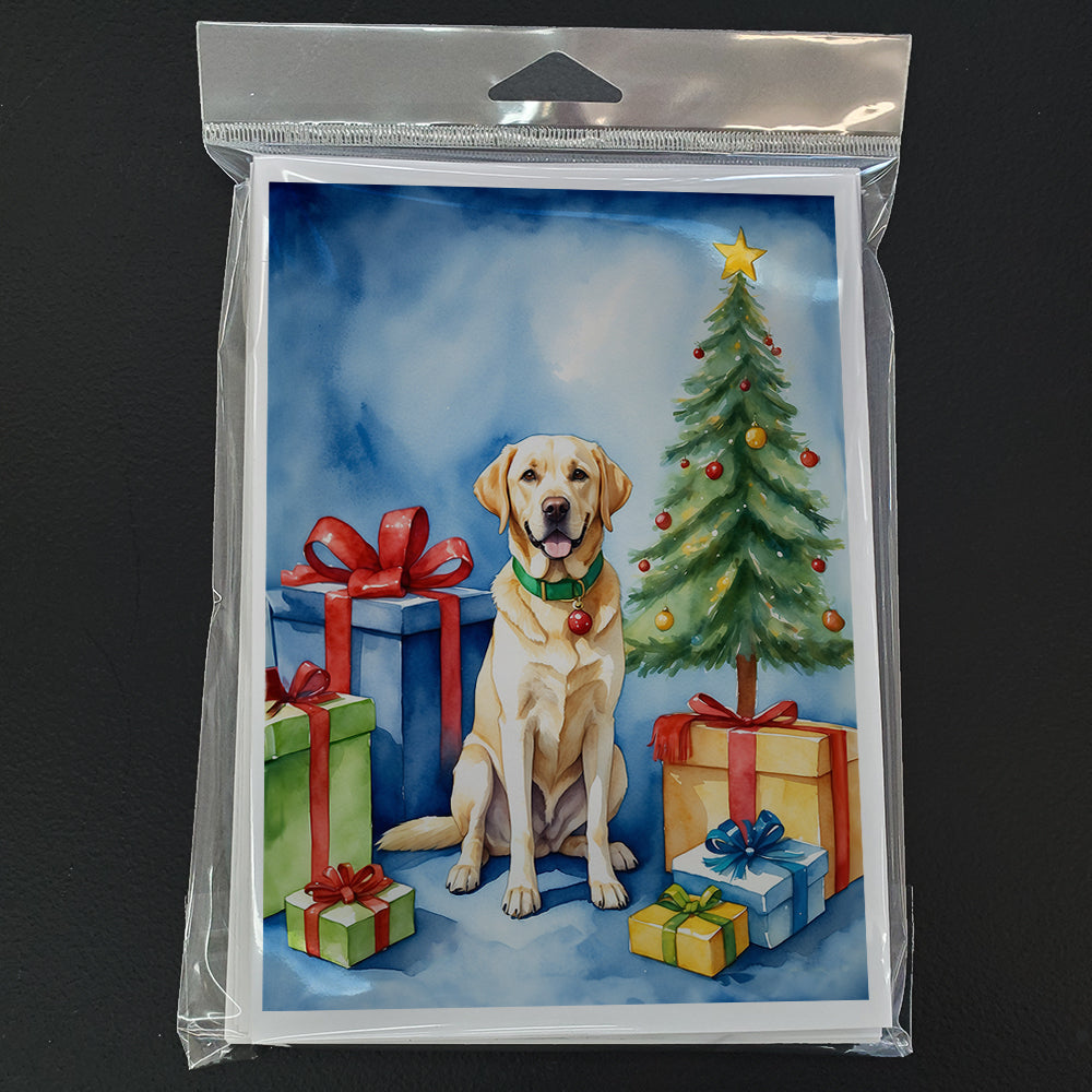 Yellow Labrador Retriever Christmas Reindeer Greeting Cards Pack of 8 Blank Cards with Envelopes Whimsical A7 Size 5x7
