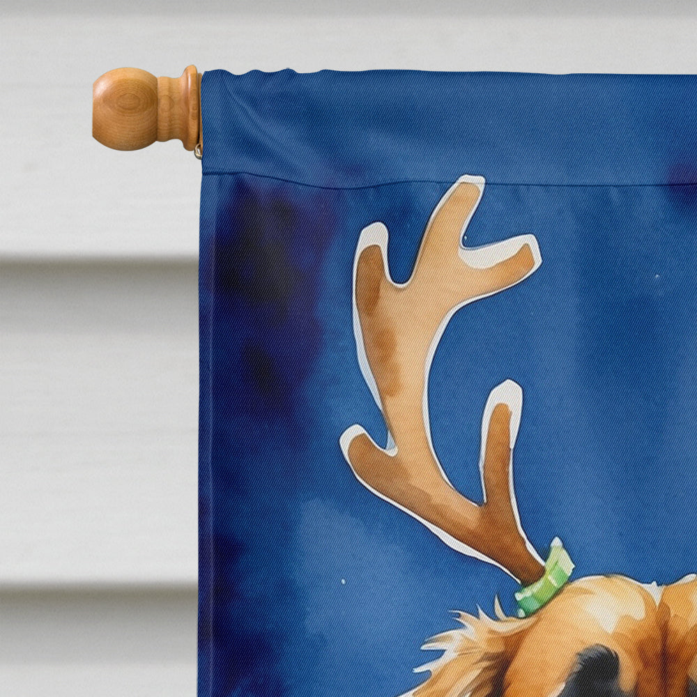 Leonberger Christmas Reindeer House Flag 28x40 Porch Sleeve Pole Decorative Outside Yard Banner Artwork Wall Hanging, Polyester