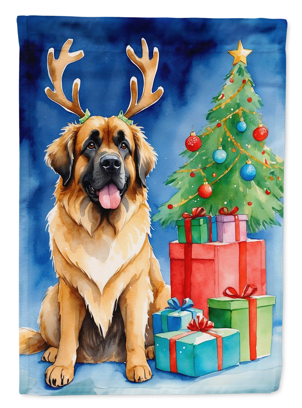 Leonberger Christmas Reindeer Garden Flag Mailbox Decorative Yard Banner Outside Patio Artwork for Flower Beds, Garden Size, Multicolor