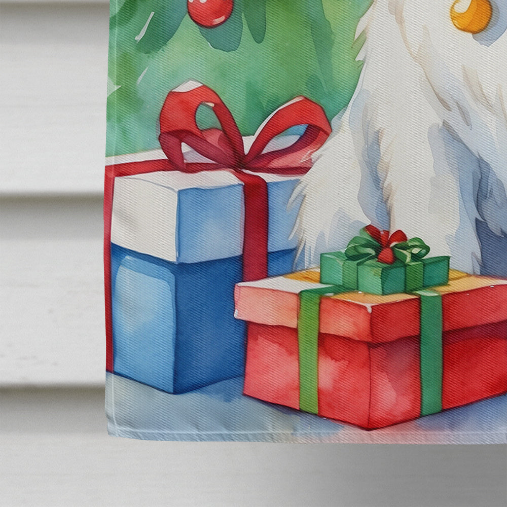 Maltese Christmas Reindeer House Flag 28x40 Porch Sleeve Pole Decorative Outside Yard Banner Artwork Wall Hanging, Polyester