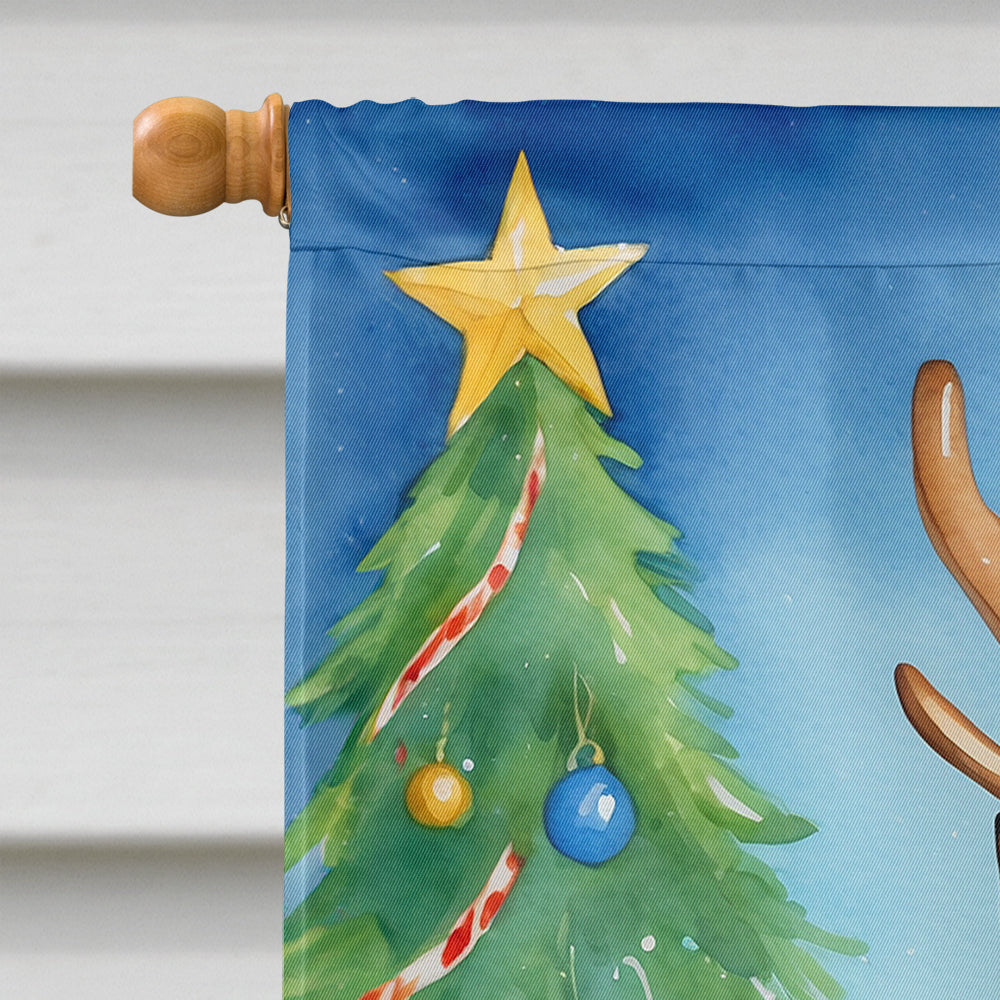 Manchester Terrier Christmas Reindeer House Flag 28x40 Porch Sleeve Pole Decorative Outside Yard Banner Artwork Wall Hanging, Polyester