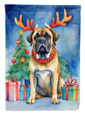 Mastiff Christmas Reindeer House Flag 28x40 Porch Sleeve Pole Decorative Outside Yard Banner Artwork Wall Hanging, Polyester