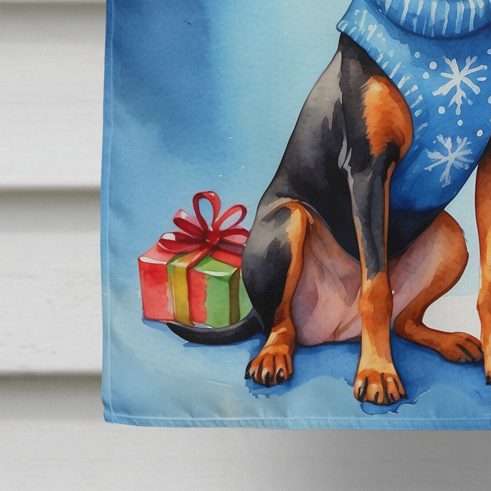 Miniature Pinscher Christmas Reindeer House Flag 28x40 Porch Sleeve Pole Decorative Outside Yard Banner Artwork Wall Hanging, Polyester