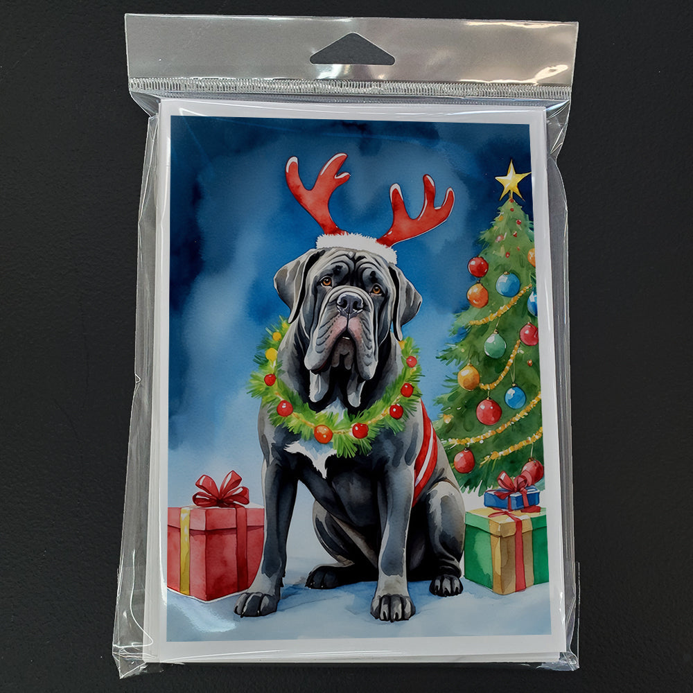 Neapolitan Mastiff Christmas Reindeer Greeting Cards Pack of 8 Blank Cards with Envelopes Whimsical A7 Size 5x7