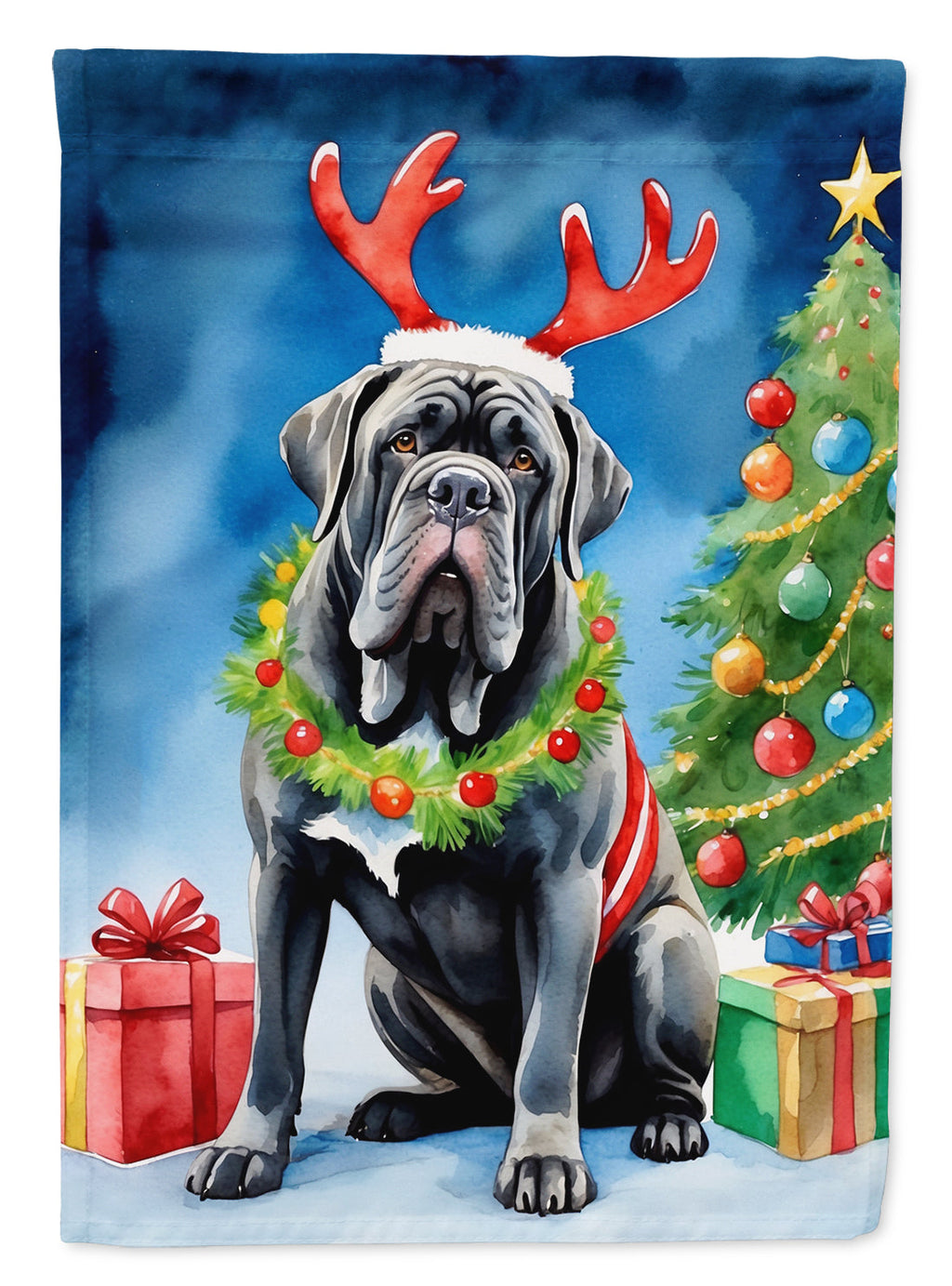 Neapolitan Mastiff Christmas Reindeer Garden Flag Mailbox Decorative Yard Banner Outside Patio Artwork for Flower Beds, Garden Size, Multicolor