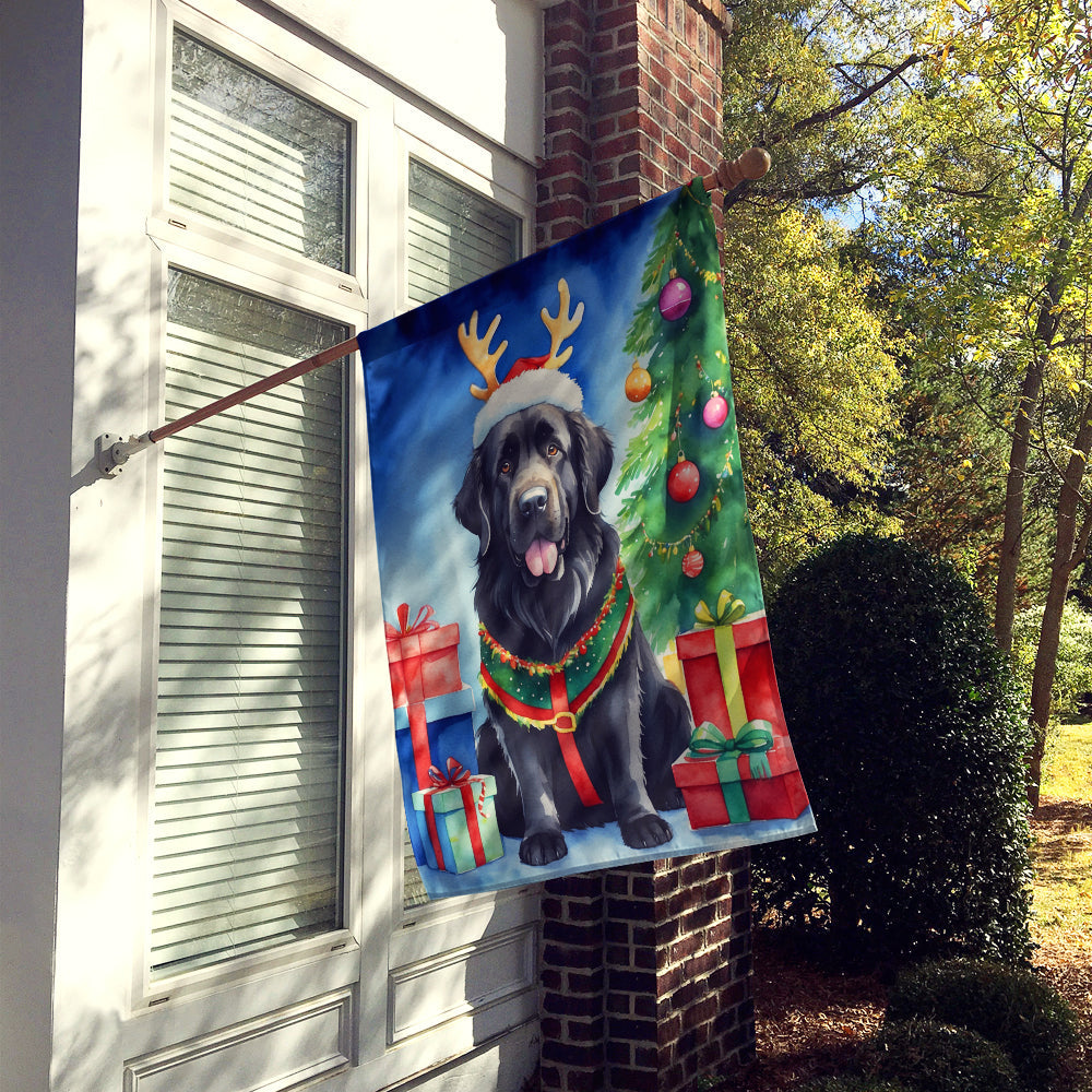 Newfoundland Christmas Reindeer House Flag 28x40 Porch Sleeve Pole Decorative Outside Yard Banner Artwork Wall Hanging, Polyester