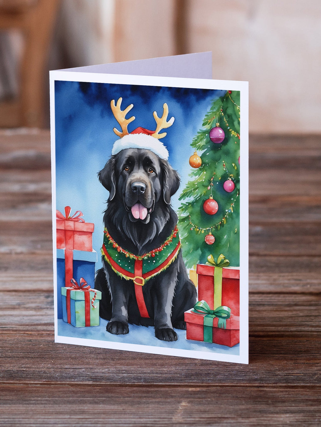 Newfoundland Christmas Reindeer Greeting Cards Pack of 8 Blank Cards with Envelopes Whimsical A7 Size 5x7