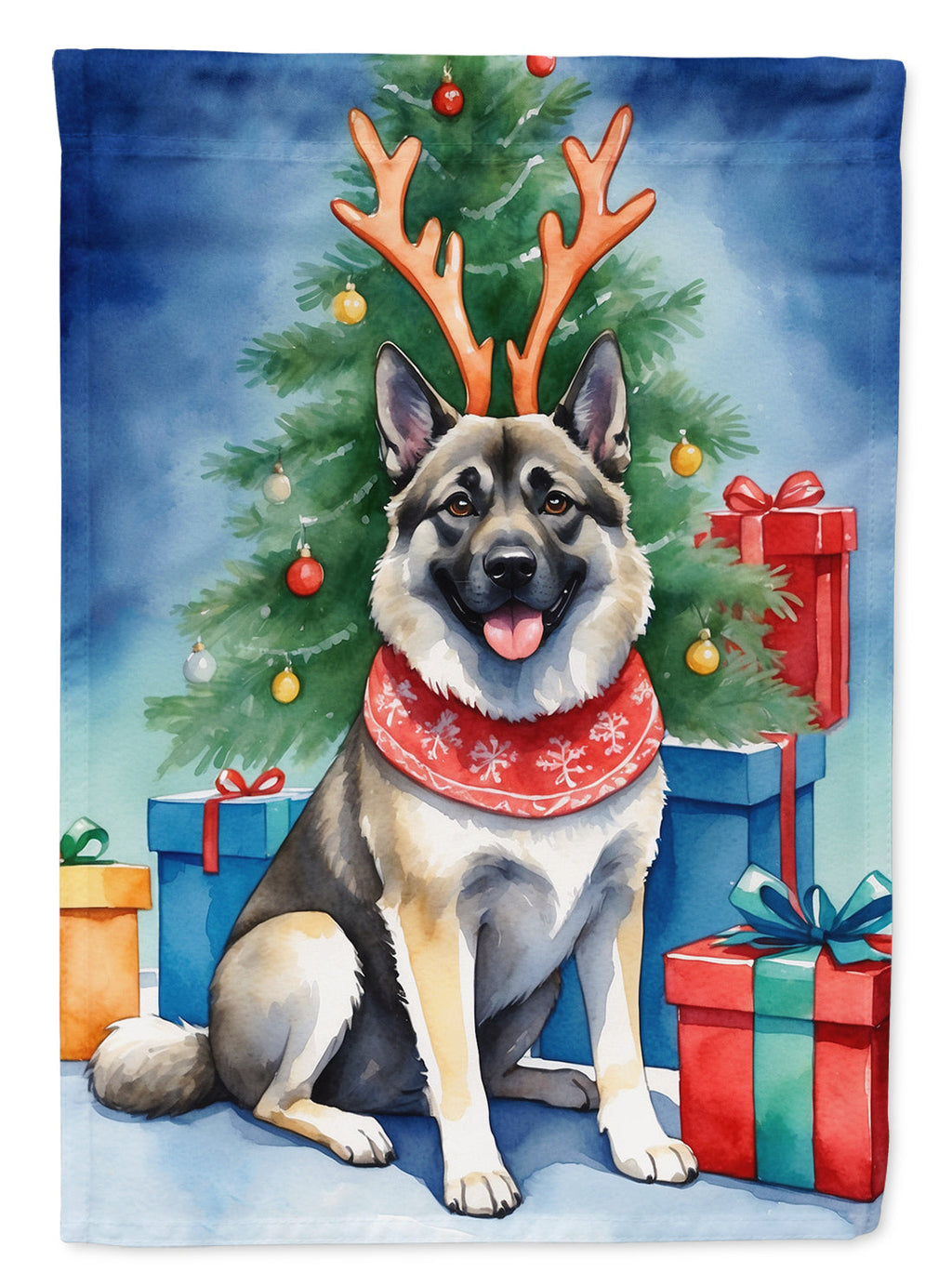 Norwegian Elkhound Christmas Reindeer Garden Flag Mailbox Decorative Yard Banner Outside Patio Artwork for Flower Beds, Garden Size, Multicolor