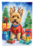 Norwich Terrier Christmas Reindeer House Flag 28x40 Porch Sleeve Pole Decorative Outside Yard Banner Artwork Wall Hanging, Polyester