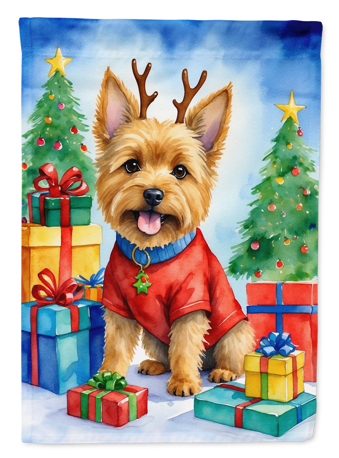 Norwich Terrier Christmas Reindeer Garden Flag Mailbox Decorative Yard Banner Outside Patio Artwork for Flower Beds, Garden Size, Multicolor