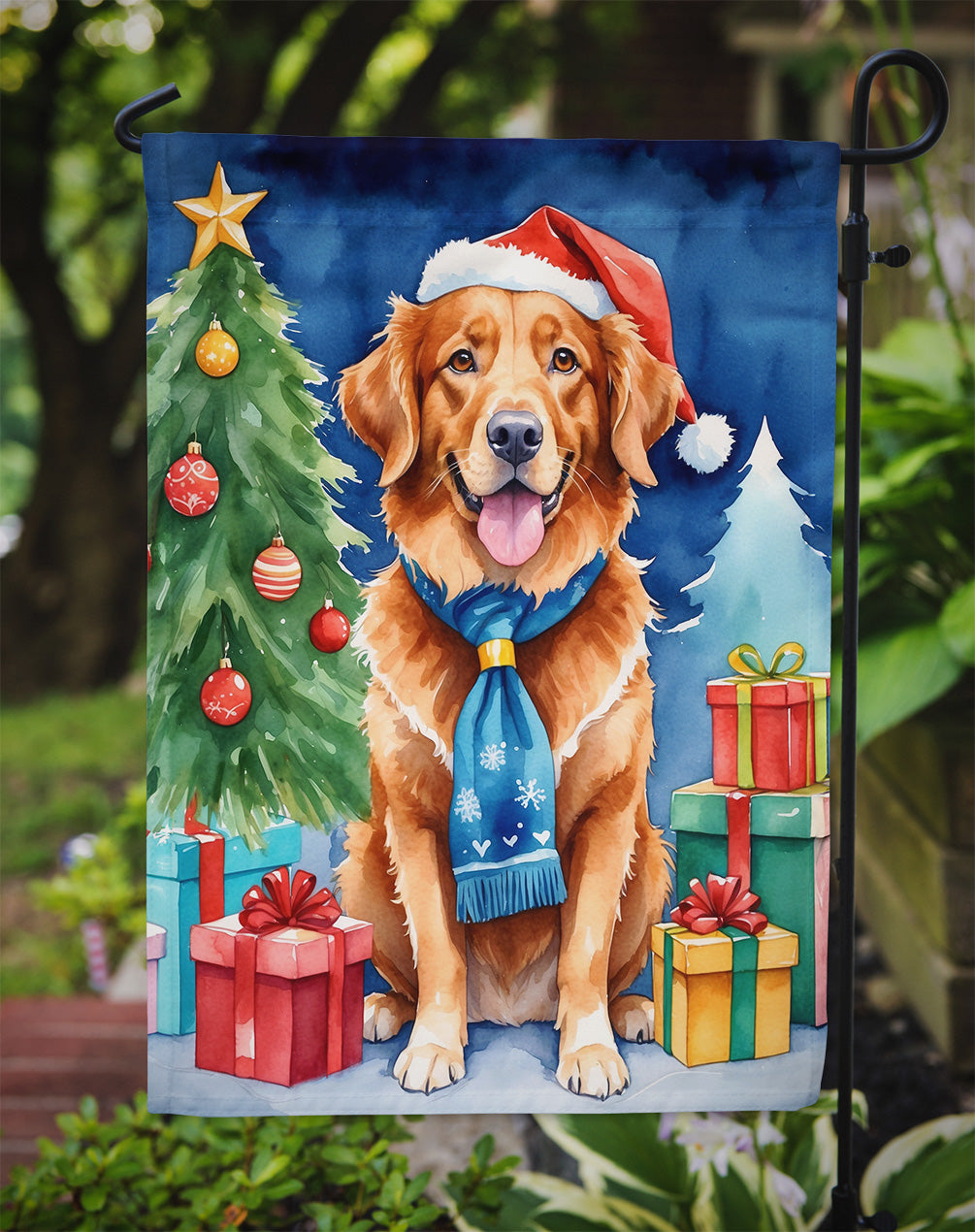 Nova Scotia Duck Tolling Retriever Christmas Reindeer Garden Flag Mailbox Decorative Yard Banner Outside Patio Artwork for Flower Beds, Garden Size, Multicolor