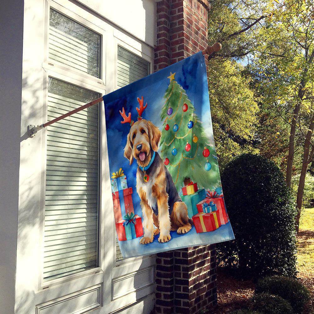 Otterhound Christmas Reindeer House Flag 28x40 Porch Sleeve Pole Decorative Outside Yard Banner Artwork Wall Hanging, Polyester