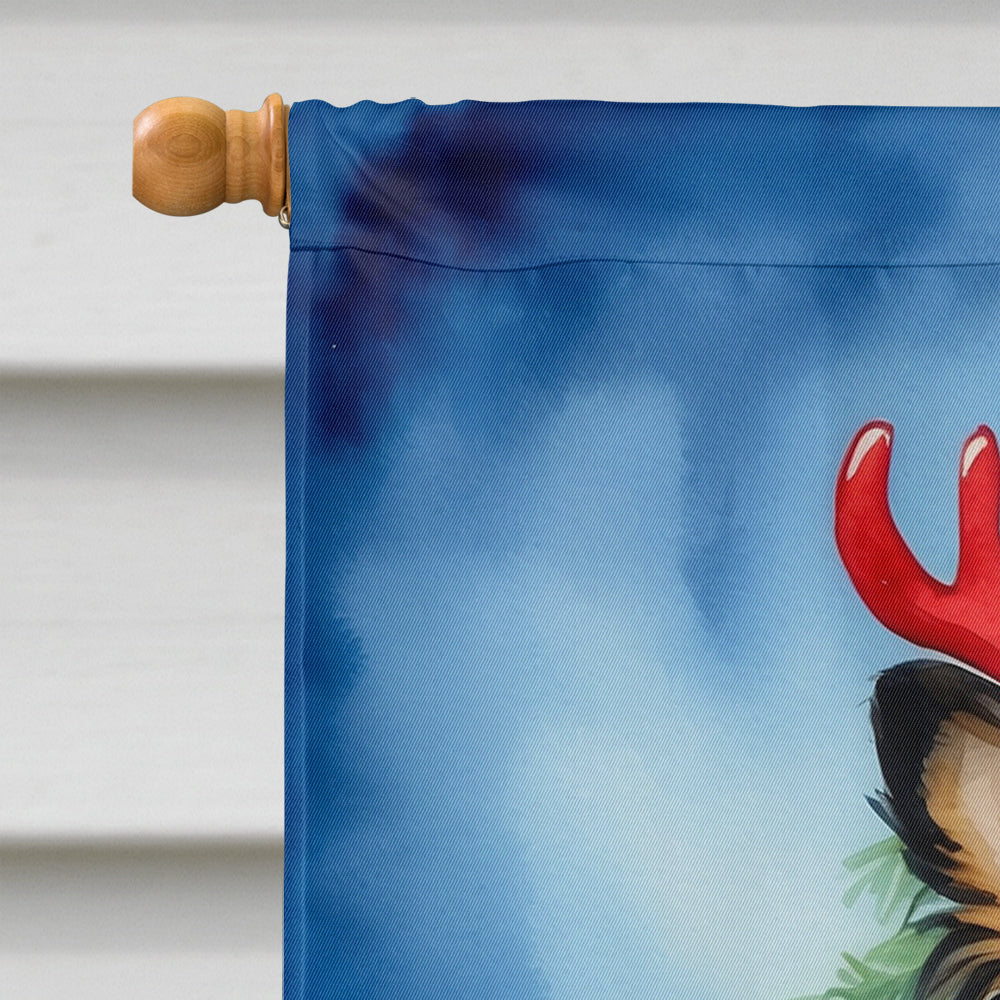 Papillon Christmas Reindeer House Flag 28x40 Porch Sleeve Pole Decorative Outside Yard Banner Artwork Wall Hanging, Polyester