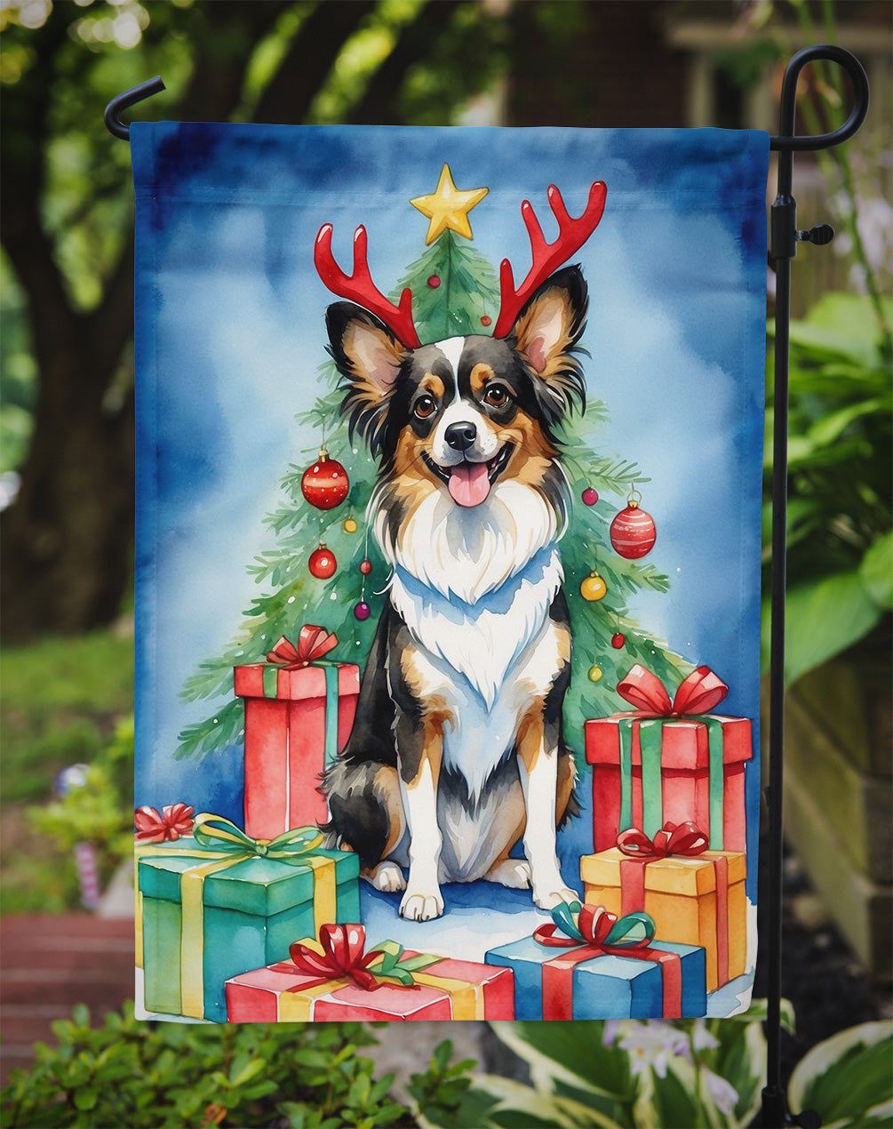 Papillon Christmas Reindeer Garden Flag Mailbox Decorative Yard Banner Outside Patio Artwork for Flower Beds, Garden Size, Multicolor