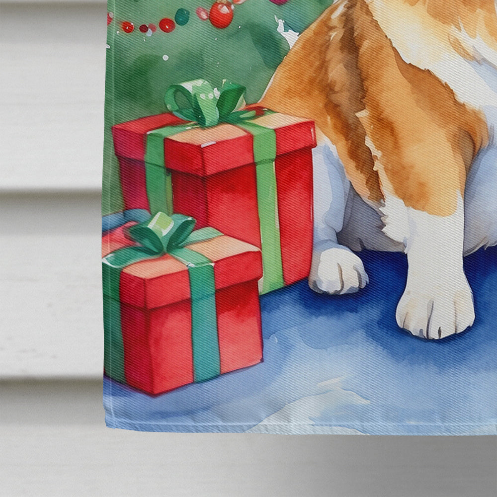 Corgi Christmas Reindeer House Flag 28x40 Porch Sleeve Pole Decorative Outside Yard Banner Artwork Wall Hanging, Polyester